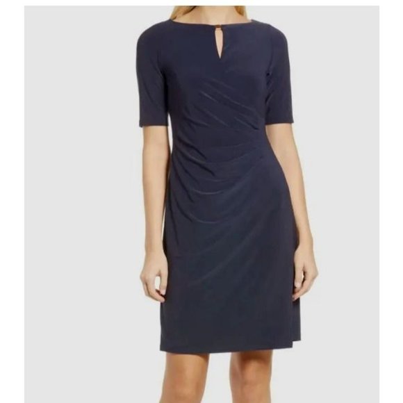 Anne Klein Dress 16 MaryEllen Navy Blue Short Sleeve Career Church NWT NEW - Picture 3 of 13